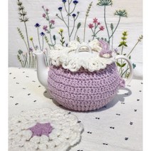 연보라 티코지 티팟세트 티주전자 포함 핸드 메이드 손뜨개 티코지