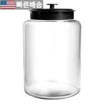[앵커호킹 정품] Anchor Hocking Montana 신선한 밀폐 뚜껑이 있는 유리병 블랙 메탈 1.9L(64온스) (2개 세트) - 622939, 2.5 Gallon