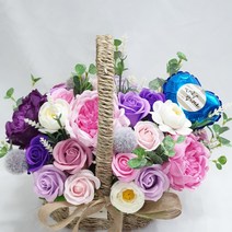 영하우스 비누꽃바구니 생일 축하 개업 기념일 부모님 생신선물, 혼합색상