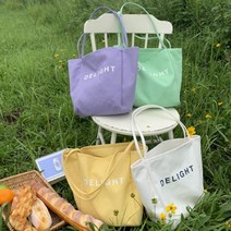DELIGHT 레터링 에코백 비비드컬러 패브릭가방 친환경 대학생가방 6컬러