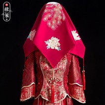 면사포 웨딩 베일 웨딩 면사포 셀프 웨딩 면사포 중식 웨딩커버 화복 웨딩레드커버 틱틱 소리 더하고 머리 씌우고 신부 웨딩드레스-61107, 옵션11, 60cm-80cm