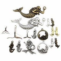 100g (About 36-40pcs) Mixed Antique Silver Antique Bronze Ocean Sealife Mermaid Charms Pendants for, 1, 기타
