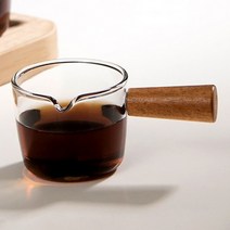 내열유리 홈카페 샷잔 50ml 우드손잡이 소스잔