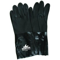 MCR Safety 6300S 더블 딥 PVC 인터록 안감 사포 마감 남성용 장갑 35.6cm14인치 건틀렛 블랙 라지 1쌍 USA 미국