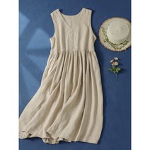 린넨 오버핏 롱 원피스 픽업 ~ 일본 오리지널 싱글 모리 코튼 조끼 스커트 루즈