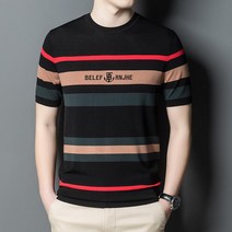 50대남자옷 아빠옷 아저씨 중년남성패션 스트라이프 라운드 캐주얼