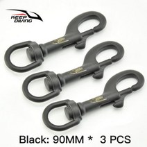 스킨스쿠버다이빙 유지 75/90MM 316 스테인레스 스틸 볼트 스냅 후크 클립 BCD 액세서리 장비, 08 3 Pieces 90MM Black, 3 Pieces 90MM Black