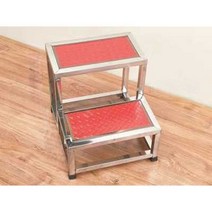 철제 계단 작업용 디딤대 스텝 사다리 발판 2단 3단, 2층 레드