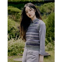 BEAN POLE 퍼플 울 캐시미어 페어아일 니트 베스트