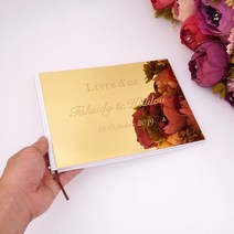 다양한 스타일 맞춤형 웨딩 서명 게스트북 골드실버 미러 커버 빈 흰색 페이지 파티 장식, Silver Mirror Cover, X021