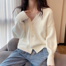 아우터 가디건 브이넥 베이직 파스텔톤 6컬러 루즈핏 세미 소프트한 재질의 심플 여성 골지 니트 카디건