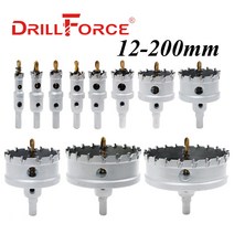 Drillforce 12-200mm tct 구멍 톱 드릴 비트 합금 카바이드 코발트 스틸 커터 스테인레스 스틸 플레이트 철 금속 절단 키트, 110mm