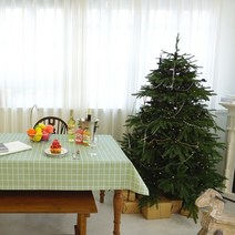 효담상회 방수 체크 식탁보 테이블보 8종 2인 4인 6인용, 4.카키, 6인(140*220)