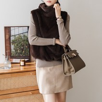 에코퍼베스트 밍크 터틀넥 조끼 라이크퍼 레이어드룩-위드마마