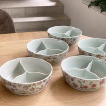 아리타야키 일본 식기 도자기 그릇 리프 플라워 원형 깊은 3절 2 찬통 반찬통 반찬용기 1p 뚜껑포함, 깊은3절 22-로즈핑크