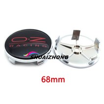 휠캡 56mm OZ 휠 허브 센터 캡 자동차 로고 배지 엠블럼 림 방진 커버 교체 부품 액세서리 4 개입, 14 68mm Black Red