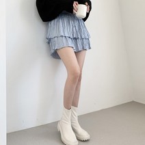 여자 페미닌한 데일리 심플 새틴 캉캉 밴딩 미니스커트