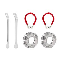 6 PCS 자전거 타이어 레버 자전거 스포크 렌치 키트 자전거 림 니플 렌치 스포크 키 렌치 렌치 교체 도구, 하나, 실버 & 레드