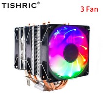 TISHRIC RGB 4 핀 PWM 팬 CPU 에어 쿨러 히트 파이프 싱크 냉각 AM3/15x/2011/x99 프로세서, [03] 4 Heat Pipes 3 Fan, [01] LGA115X1200-1366-775