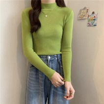 하이넥 블라우스 니트 면접 터틀넥 스웨터 빈티지 솔리드 기본 탑 캐주얼 풀오버 패션 심플 시크 점퍼 여성용가을 겨울