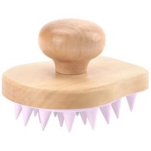 두피관리용 머리마사지기 두피 마사지기 샴푸 브러시 목재 습식 및 건식 모발 관리 비듬 제거용 실리콘 강모가 있는 샤워 스크러버 각질 제거제 성장흰색, [04] 제비꽃
