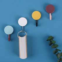 쇼팡 접착식 컬러 원형 후크 미니 접착 고리, 10개입, 02.레드+핑크