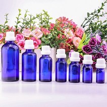 디퓨저 용기 디퓨져 공병 5-100ml 큰 머리 파란색 유리 드롭 병 필수 기본 마사지, 100ml, 하얀 모자