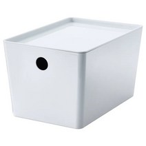이케아 쿠기스 수납함+뚜껑 5.5L 화이트 18x26x15cm PET