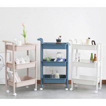 이동식 선반 트롤리 트레이 바퀴달린 무빙 카트 틈새 수납 장난감 세탁실 주방 거실 이케아, 4단, 핑크