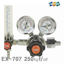 크레텍 (N2) 질소조정기 EX-707 250㎏f ㎠ 10㎏f ㎠ 22mm-14산 (1EA) 조정기 용접기자재 용접기 용접기자재 조정기 질소조정기