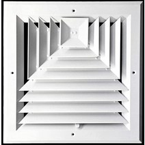 Air Flow Decor 15.2cm x 15.2cm HVAC 벤트 커버 | 3방향 공급 그릴 알루미늄 스퀘어 천장 디퓨저 | 측벽/천장 레지스터 벤트 덕트 커버 | 댐퍼 블