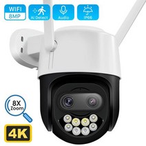 카메라 CCTV 홈캠 cctv 감시 무선 가정용 펫캠 hdmi 산업용 비디오 방송용 캠코더 4K 8MP 28 12mm 듀얼 렌즈 PTZ 와이파이 8X 디지털 줌 컬러 비전 인간 감, 8MP With 32G Card+미국 플러그