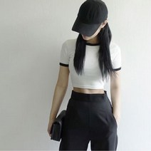 크롭링거티 슬림핏 반팔 배꼽티 반티 티셔츠 기본티 둥근넥 라운드넥티 단체복 노동복