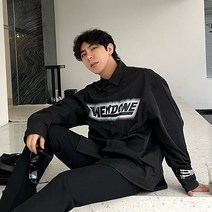 커플정장 커플룩 블루 투피스 데이트룩 복고풍 레트로 빈티지 청자켓 청바지 세트 청청 시밀러룩 인박카001 WE11DONE TRACK 틈새 트렌디 브랜드 한국어 버전 올 매치 하이 엔드 루즈 루즈 남녀 커플 정장 긴팔 셔츠