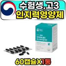 수험생 고3 기억력 인지력 개선 ps 레시친 영양제 60캡슐 1통 1개월분 PHOSPHATIDYLSERINE 식약처인증 두뇌영양제 대두 식물성 레시틴 유기농 은행잎추출물 징코 플라보놀배당체