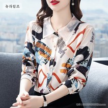 가을블라우스 가을남방 예쁜블라우스 꽃 감소 봄과 나이 패션 경기 숙녀 모든 가 탑 셔츠