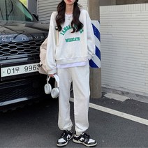 넷투넷코리아 여성 트레이닝 세트 루즈핏 레터링 맨투맨 조거 팬츠