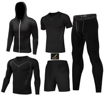 BLACK FIT 남성 트레이닝복 5종세트 DRY 컴프레션 기능성 헬스복 반팔 반바지 긴팔 홈트 빅사이즈 여름 간절기 겨울 봄 땀복 HIT NO.7 K1