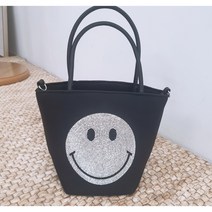 스마일 큐빅 골프토트백 볼 주머니 골프손가방 골프퀸카, One color (블랙), 1개