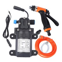 고압 전기 자동차 세탁기 키트 12V 전기 펌프 + 세척 분무기 2 모드 + 전원 케이블 + 호스 휴대용 워터 펌, 01 Bla용량