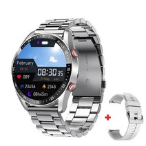 KAIMORUI ECG PPG 스마트워치 블루투스 통화 스포츠 피트니스 추적기 남성용용 시계 럭셔리 Smartwatch 화, 06 Silver Steel Belt