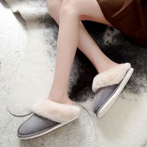 룸804 스웨이드 룸슈즈 퍼슬리퍼 털슬리퍼 방한 보온 수족냉증 실내화 회사 슬리퍼 거실화, 진그레이