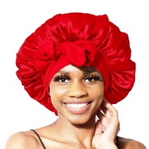 [정품] BONNET QUEEN 여성용 실크 보닛 새틴 보닛 헤어 보닛 타이 밴드 포함 천, Medium_Red