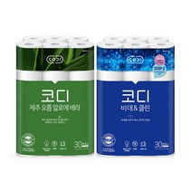 코디 프리미엄 세트 제주 오름 알로에 베라 + 비데&클린 화장지(각)30mx30롤 총 60롤 (천연펄프 )