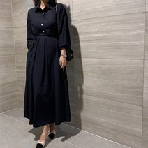 나잇벨라 셔츠 핀턱 롱원피스