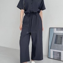 옷자락 [옷자락] 여자 봄여름 보이쉬 캐주얼 반팔 점프수트