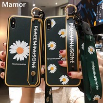 사은품 증정/삼성 갤럭시 S22 S21 S20 노트20 플러스 울트라 A32LTE 4G 데이지 플라워 꽃 패턴 디자인 핸드 그립 스트랩 슬림 실리콘 젤리 핸드폰 거치대 케이스