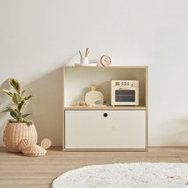 리바트 꼼므 키즈 2단 800 책장, 옐로우(수납박스 별도)