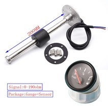 유면계 유량계 레드 백라이트 연료 게이지 52MM 연료 레벨 센서 125MM 175MM 225MM 275MM 0-190ohm 보트 용, 05 200mm, 05 200mm