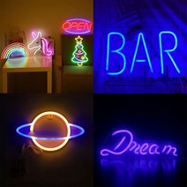 DGITEM 고급형 LED 네온사인 무드등 전광판 음식점, 네온BAR(블루)